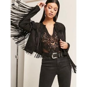 jacket with fringe sleeves